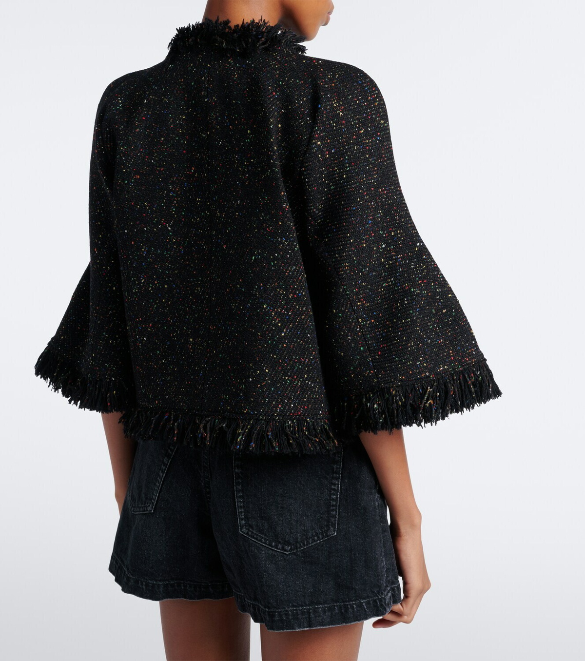 Sacai Fringed wool-blend jacket