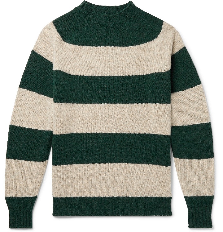 Photo: Drake's - Striped Wool Sweater - Green
