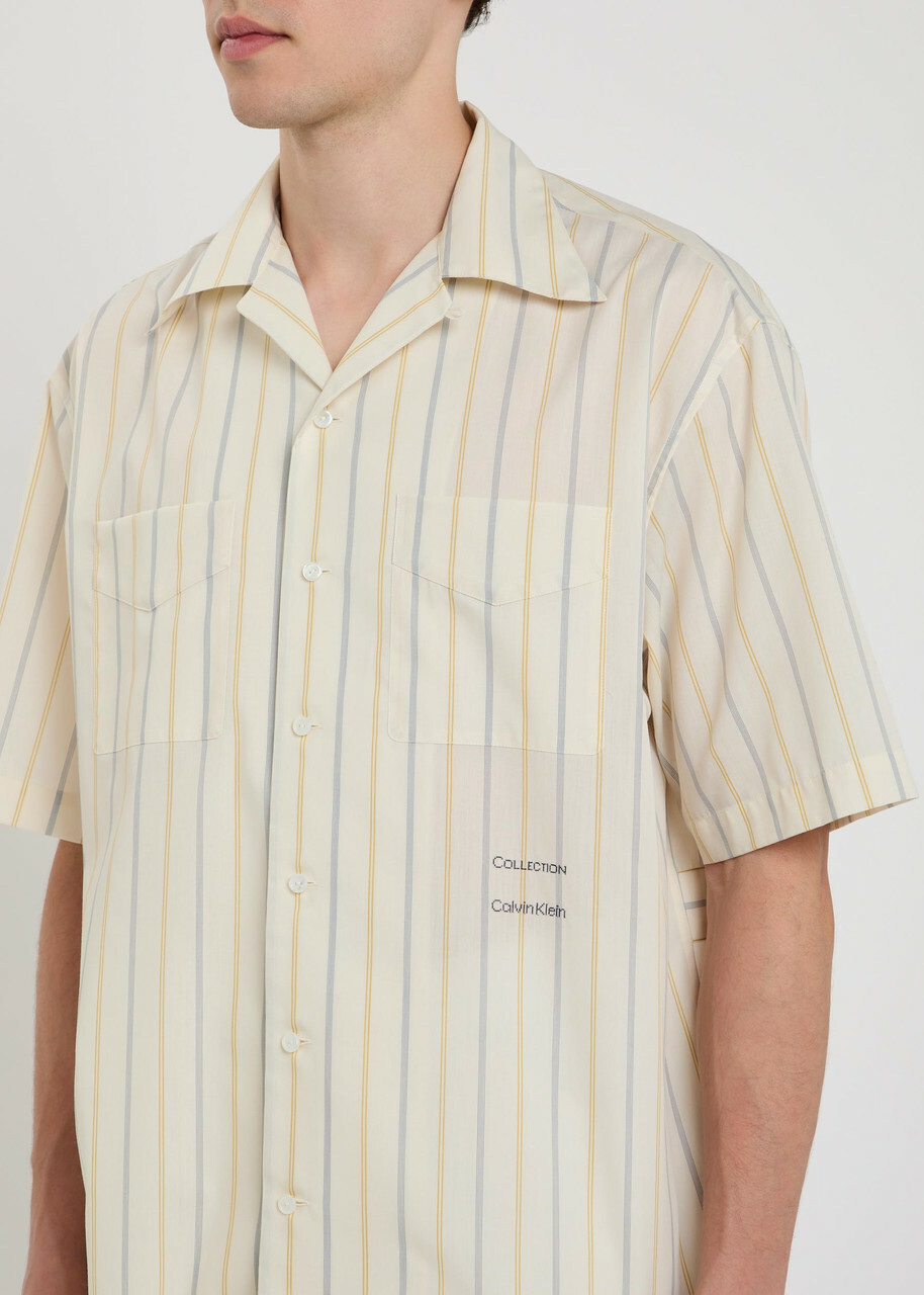 Calvin Klein Nathaniel Striped Woven Shirt Off White