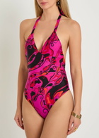Pucci Printed Halterneck Swimsuit Pink