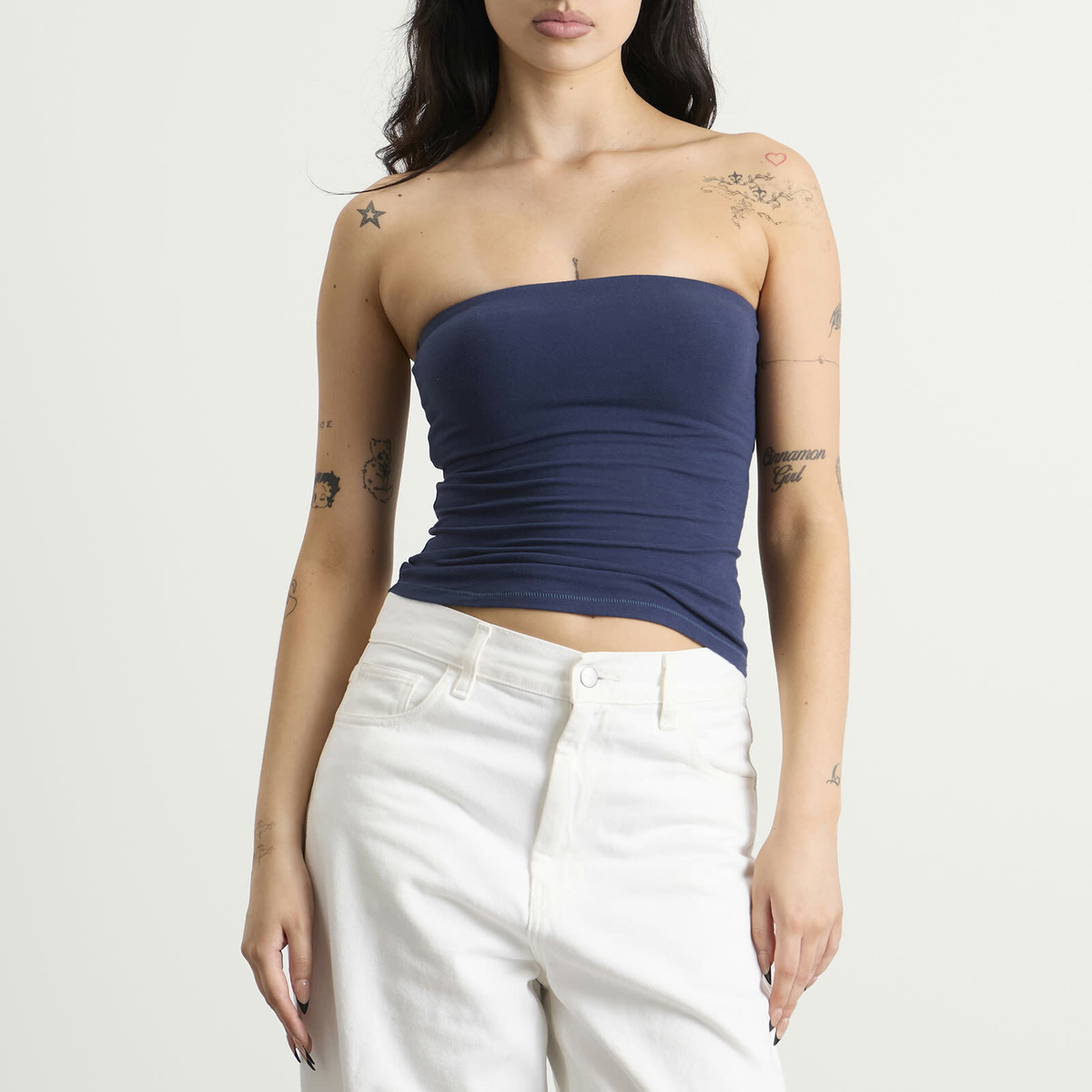 SKIMS Women's Cotton Jersey Tube Top in Navy