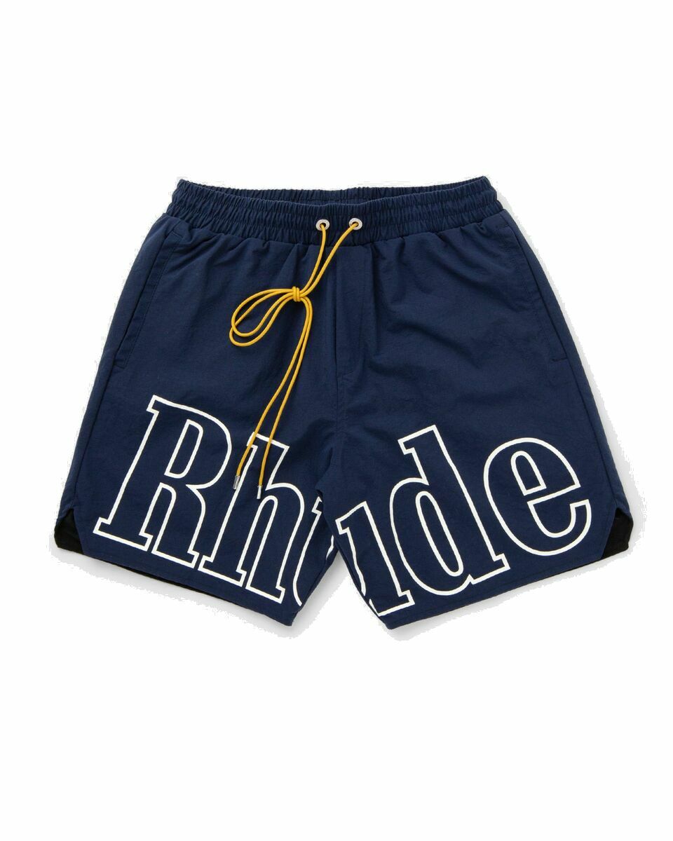 Photo: Rhude Logo Track Short Blue - Mens - Sport & Team Shorts