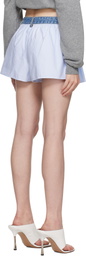 alexanderwang.t Blue & White Denim Waistband Oxford Boxer-Style Shorts