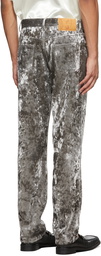 Martine Rose Grey Velvet Straight Trousers