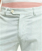 Brooks Brothers Men's Washed Stretch Cotton Seersucker Shorts | Grey