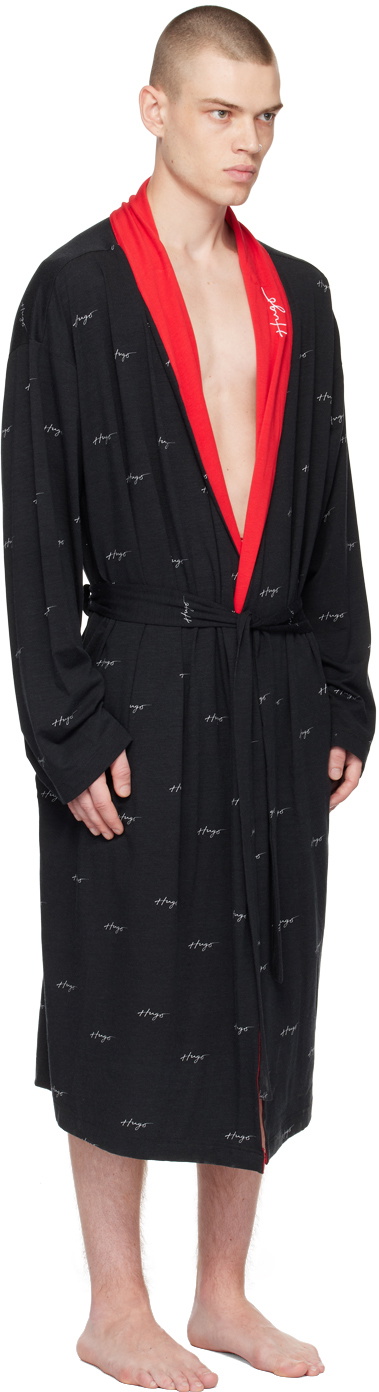 Hugo Black Printed Robe Hugo Boss