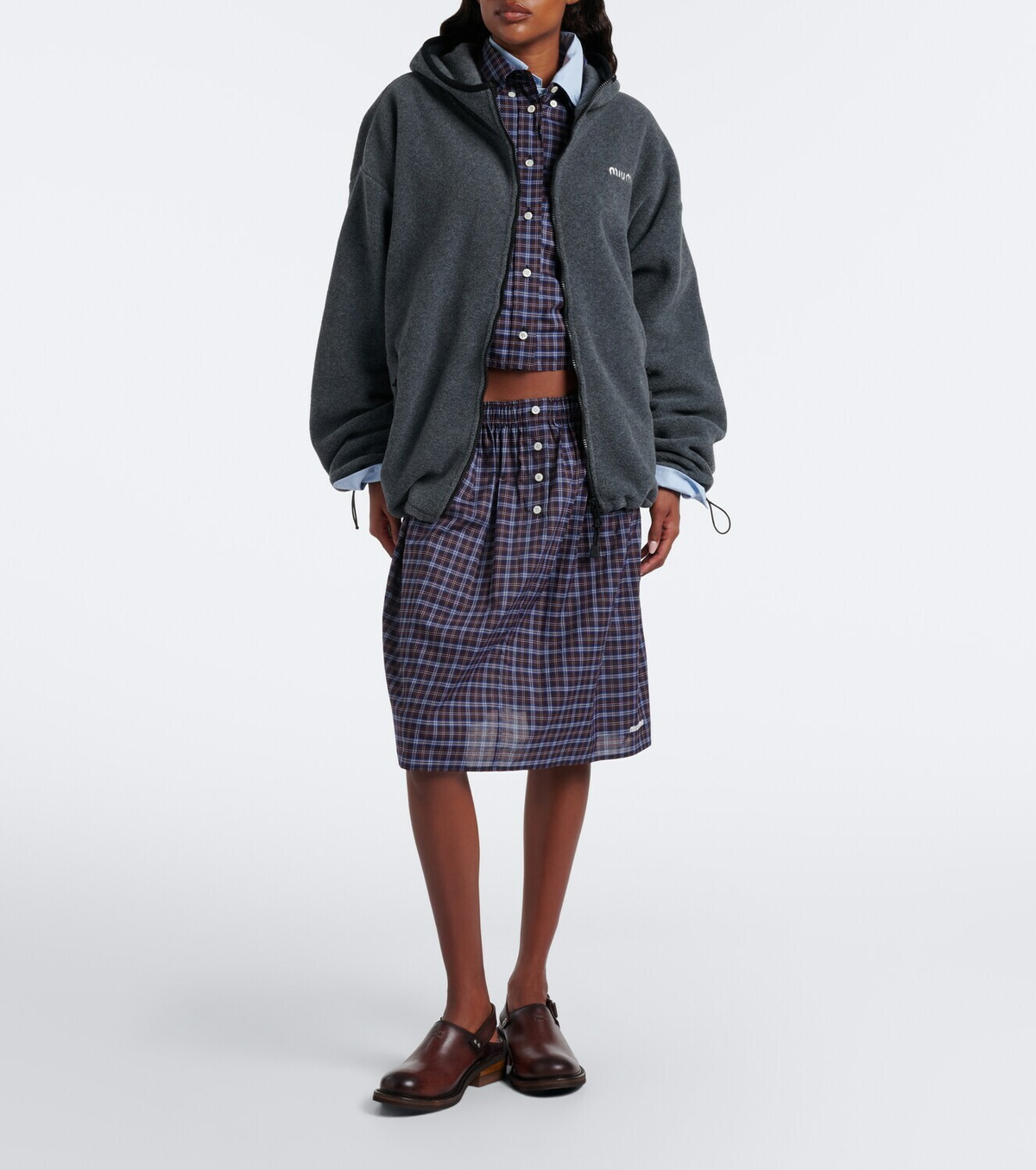 Miu Miu Hooded oversized fleece jacket