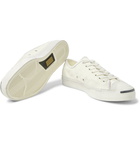 Converse - Jack Purcell OX Distressed Suede-Trimmed Canvas Sneakers - White