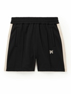 Palm Angels - Wide-Leg Logo-Embroidered Striped Jersey Shorts - Black