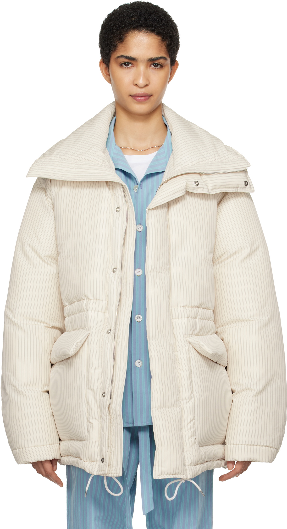 <AURALEE×TEKLA> STRIPE DOWN JACKET Tekla x Auralee – Stripe Down Jacket Snow Stripes