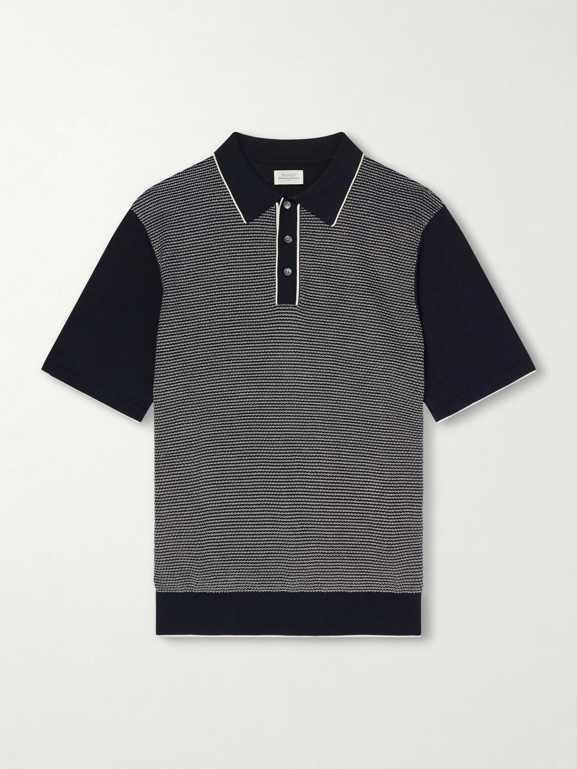 Hartford - Jacquard-Knit Cotton Polo Shirt - Blue