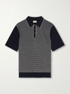 Hartford - Jacquard-Knit Cotton Polo Shirt - Blue