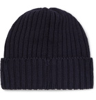 MAN 1924 - Ribbed Wool Beanie - Blue