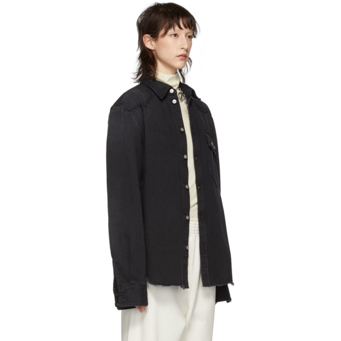 トップス MM6 Oversized Denim Long Sleeve Shirt MM6 Maison Margiela Oversized Denim Shirt with Contrasting