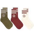 END. X Adidas Flyfishing Sock - 3 Pack in White/Fox Brown 