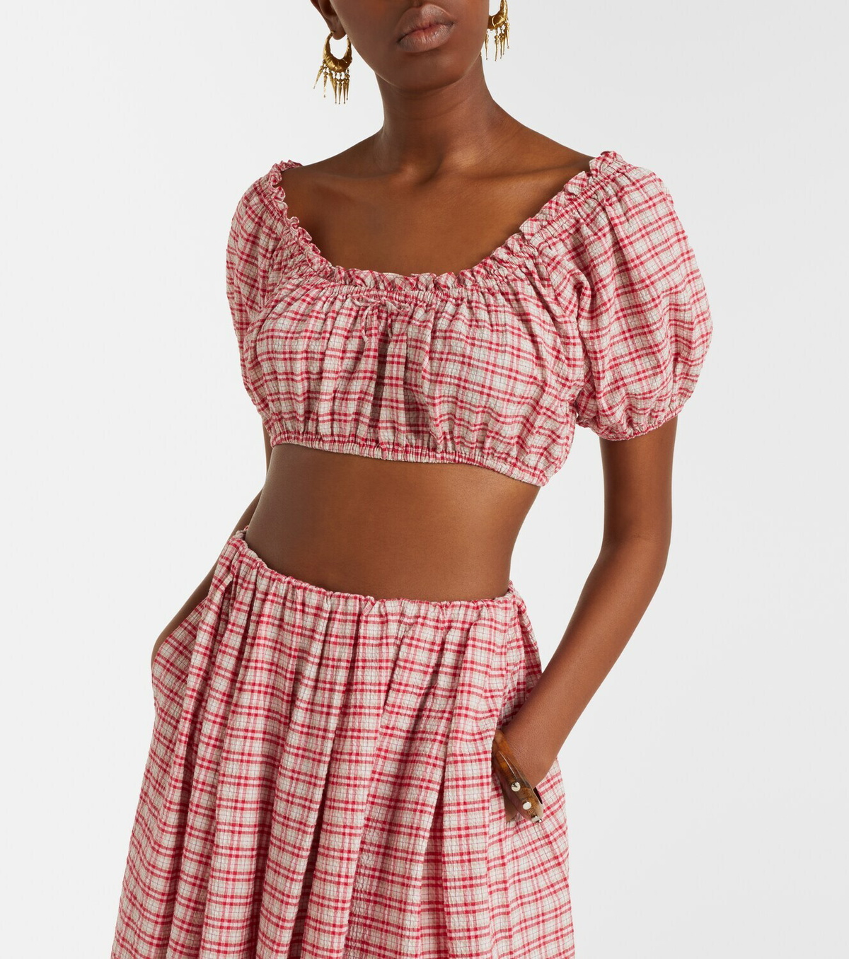 Faithfull Murcia checked cotton crop top