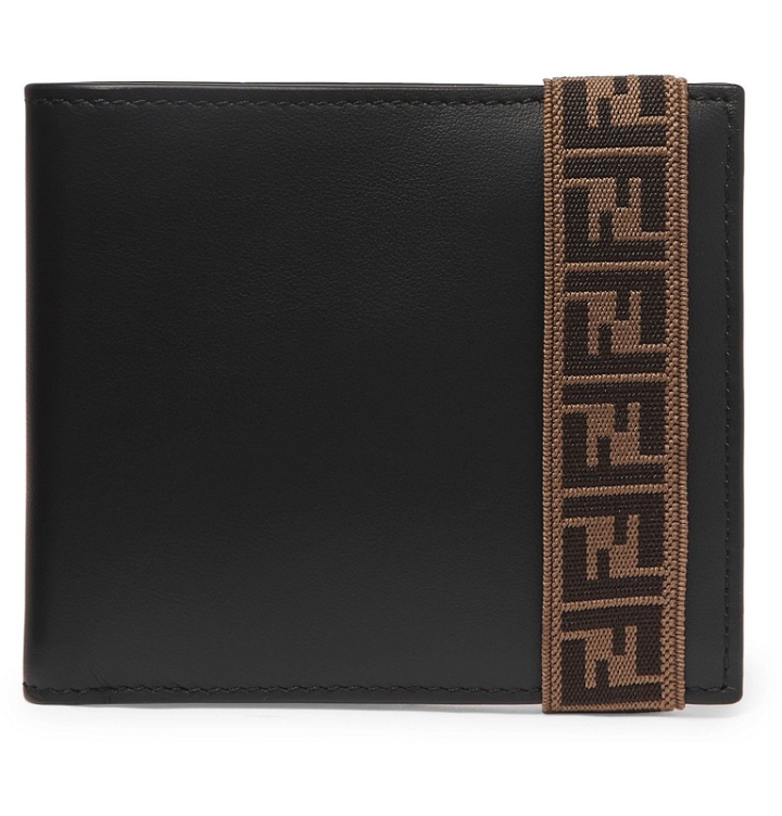 Photo: Fendi - Logo-Jacquard Stretch Webbing-Trimmed Leather Billfold Wallet - Black