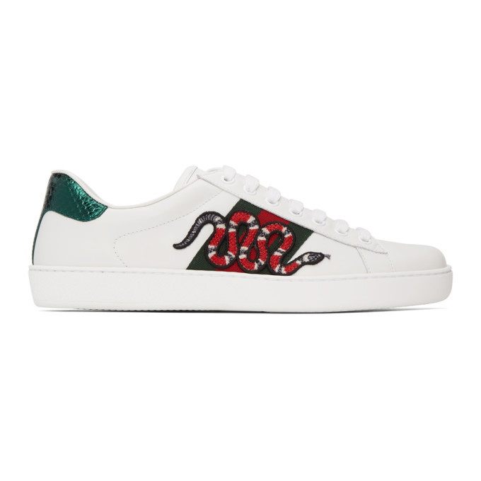 Photo: Gucci White Embroidered Ace Sneakers