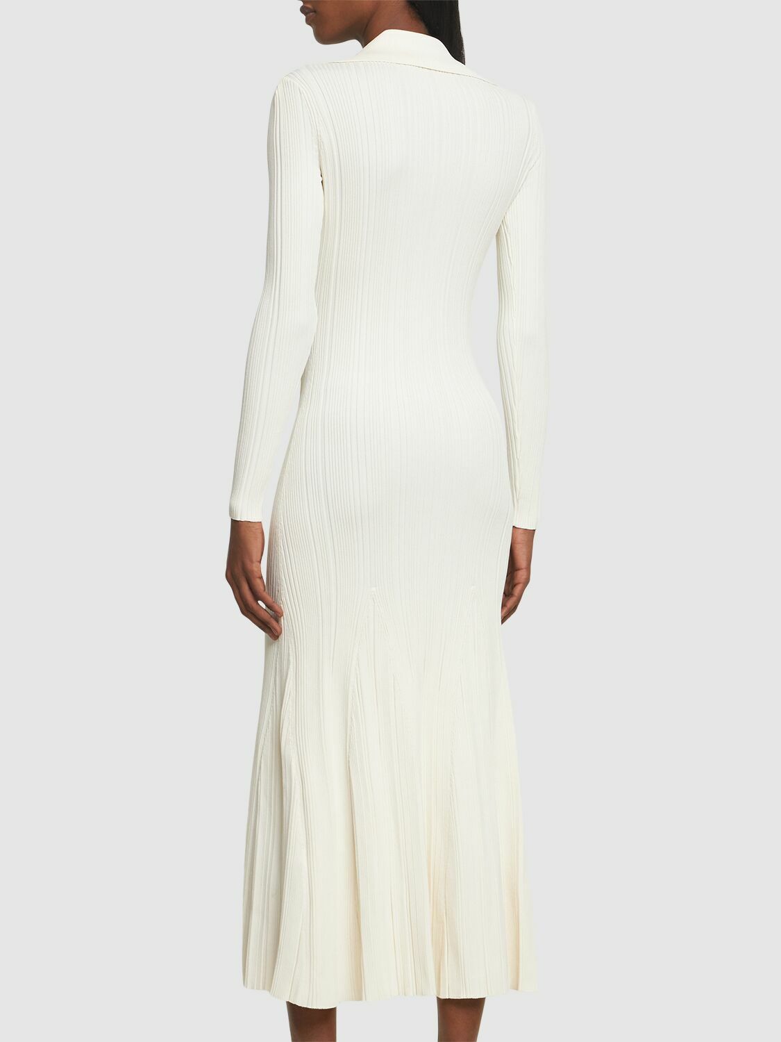 ワンピース SELF PORTRAIT Viscose midi dress self-portrait Viscose Rib Knit Midi Dress in Blue | FWRD