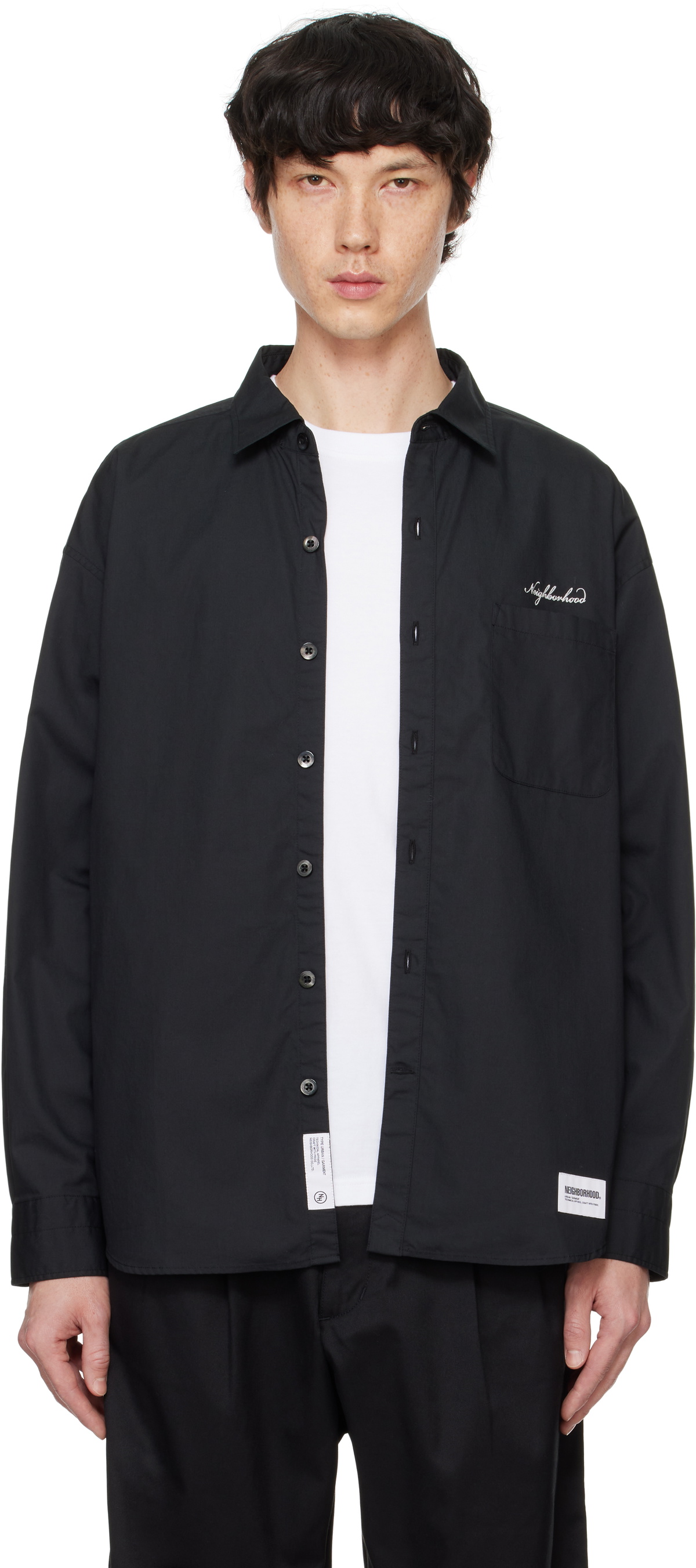 Black Trad LS Shirt by Neighborhood on Sale