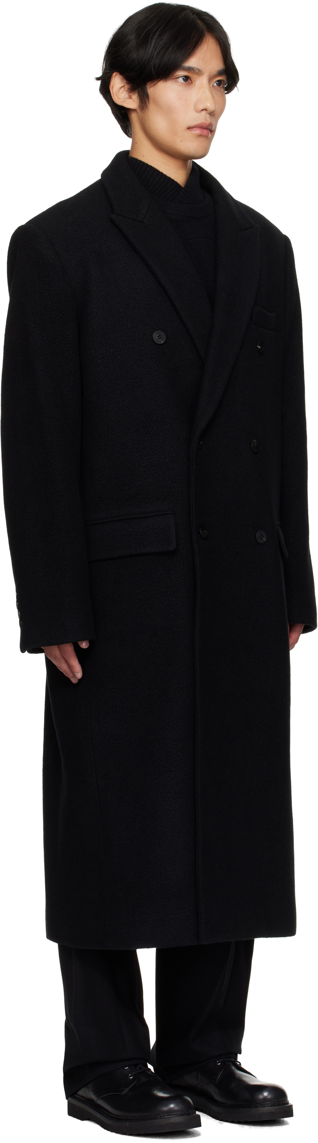LE17SEPTEMBRE Black Double-Breasted Long Coat