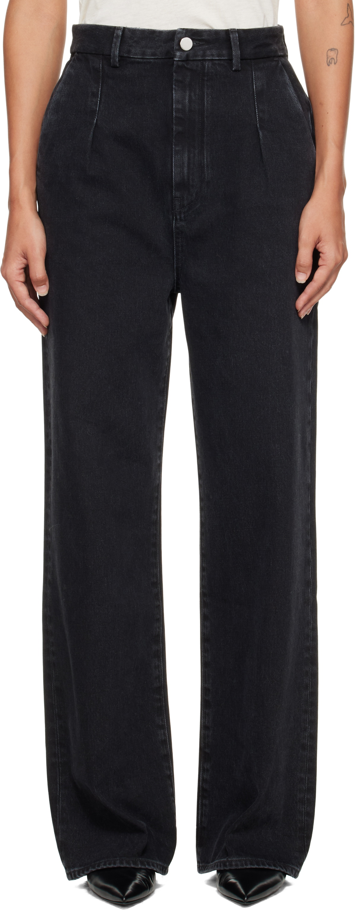 Loulou de Saison Black Attu LDS Pleated Jeans