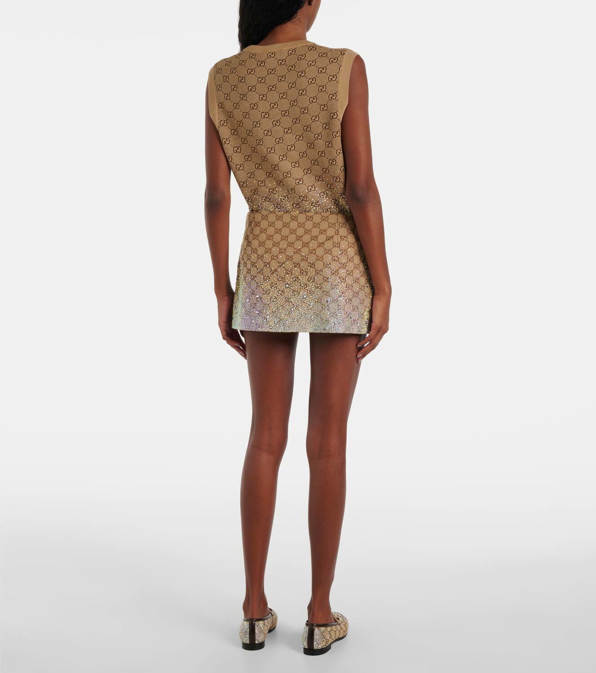 Gucci GG Canvas embellished cotton-blend miniskirt Gucci