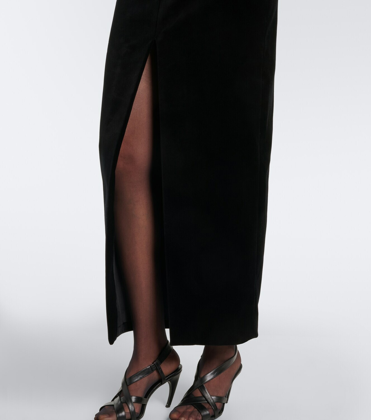 Khaite Lachlan cotton velvet pencil skirt