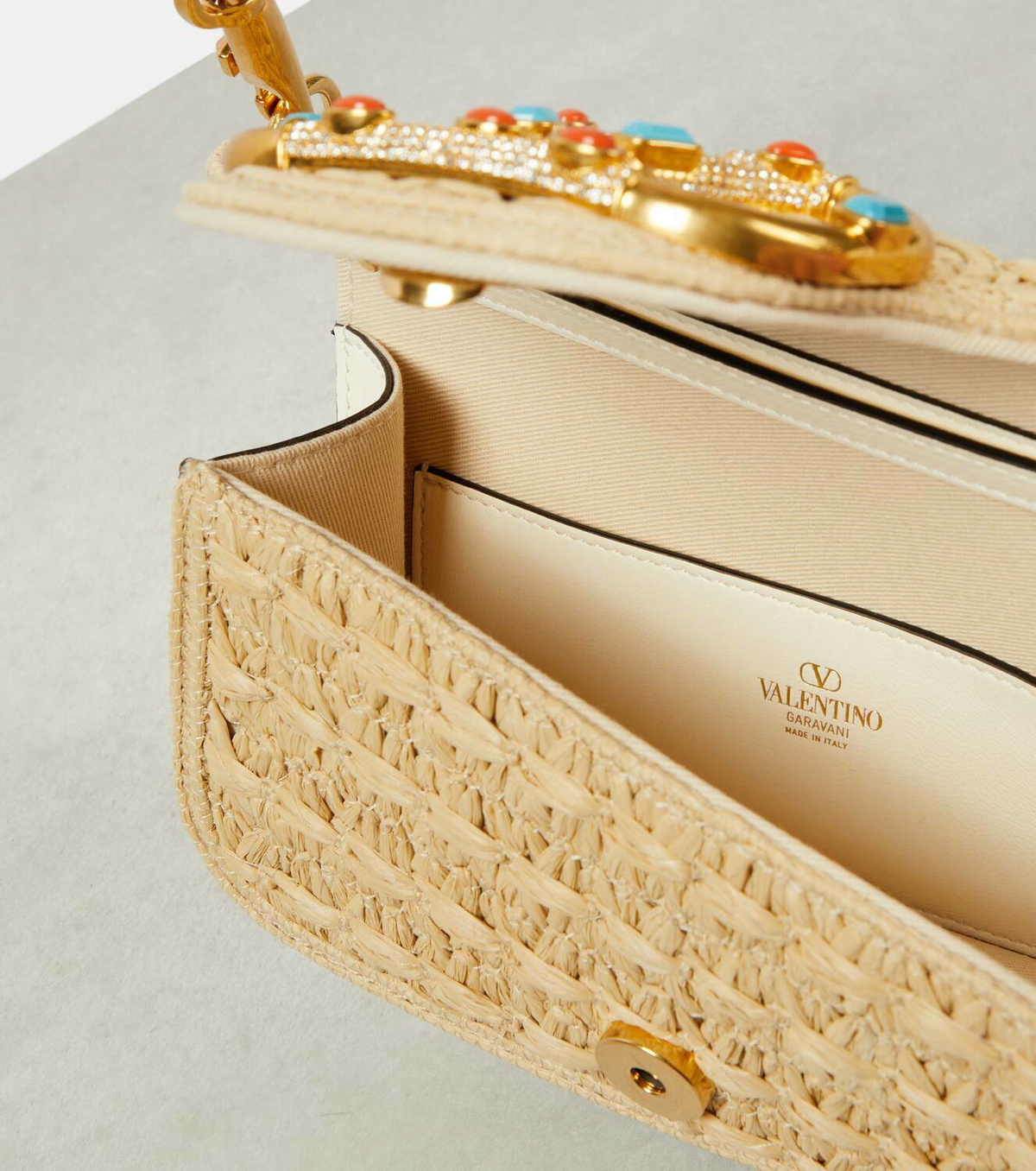 Valentino Garavani Locò Small raffia shoulder bag Valentino