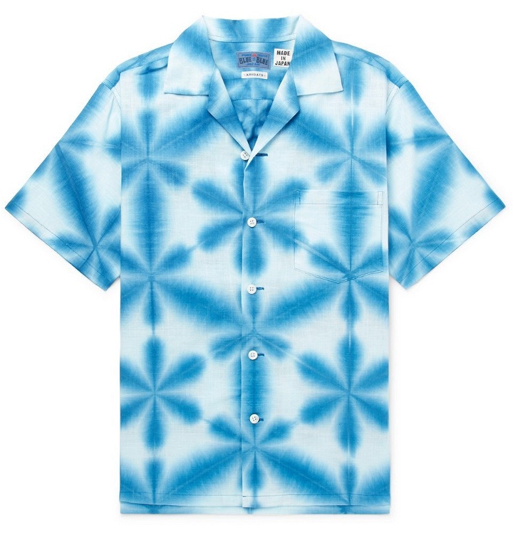 Photo: Blue Blue Japan - Camp-Collar Tie-Dyed Cotton-Canvas Shirt - Men - Blue