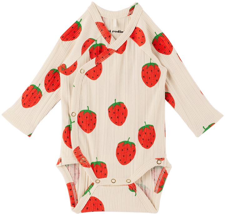 Photo: Mini Rodini Baby Off-White Strawberries Bodysuit