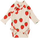 Mini Rodini Baby Off-White Strawberries Bodysuit