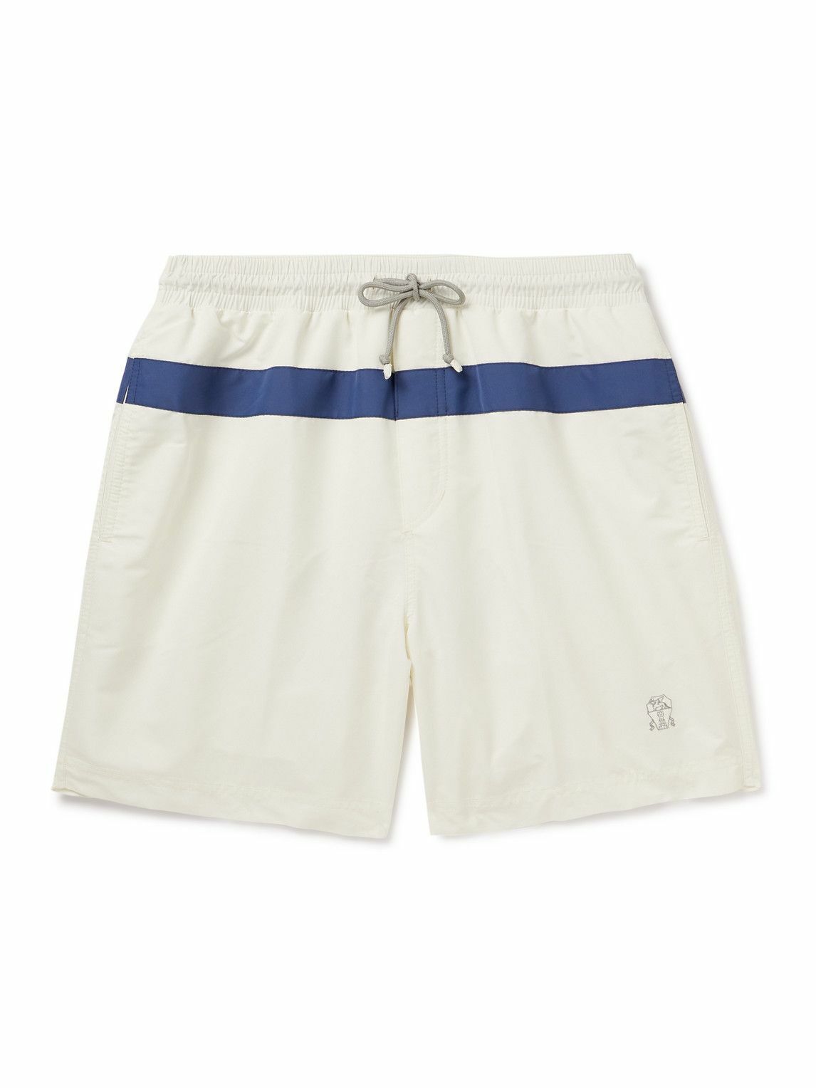 Brunello Cucinelli - Straight-Leg Striped Swim Shorts - Gray Brunello ...