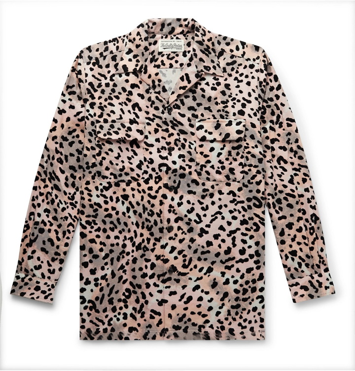 Photo: Wacko Maria - Camp-Collar Leopard-Print Cotton-Flannel Shirt - Pink