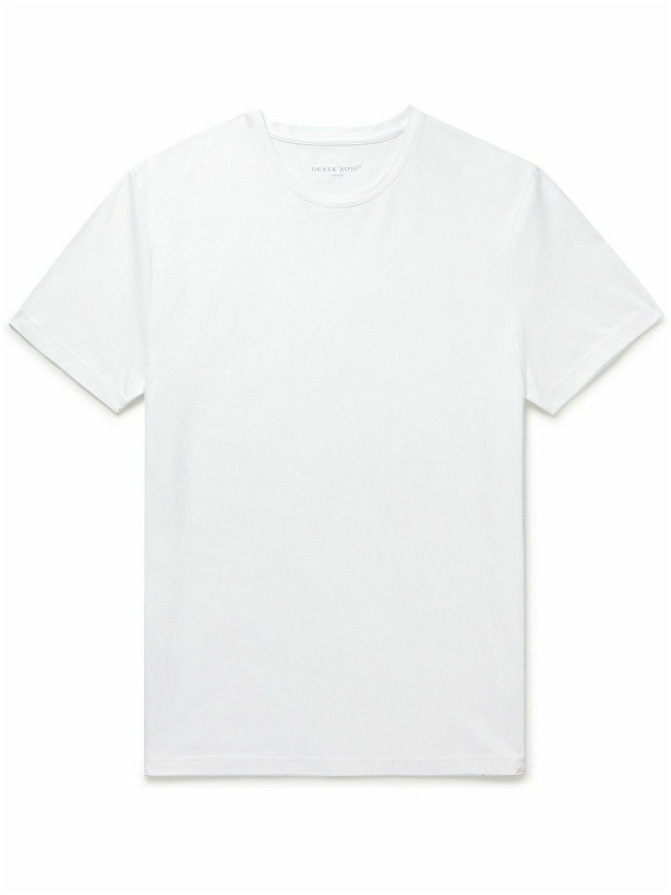 Photo: Derek Rose - Ramsay 1 Stretch Cotton and TENCEL-Blend Piqué T-Shirt - White