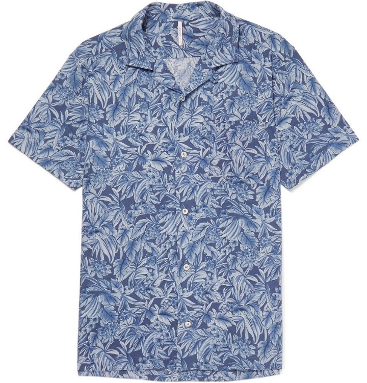 Photo: Incotex - Printed Cotton and Linen-Blend Shirt - Men - Blue