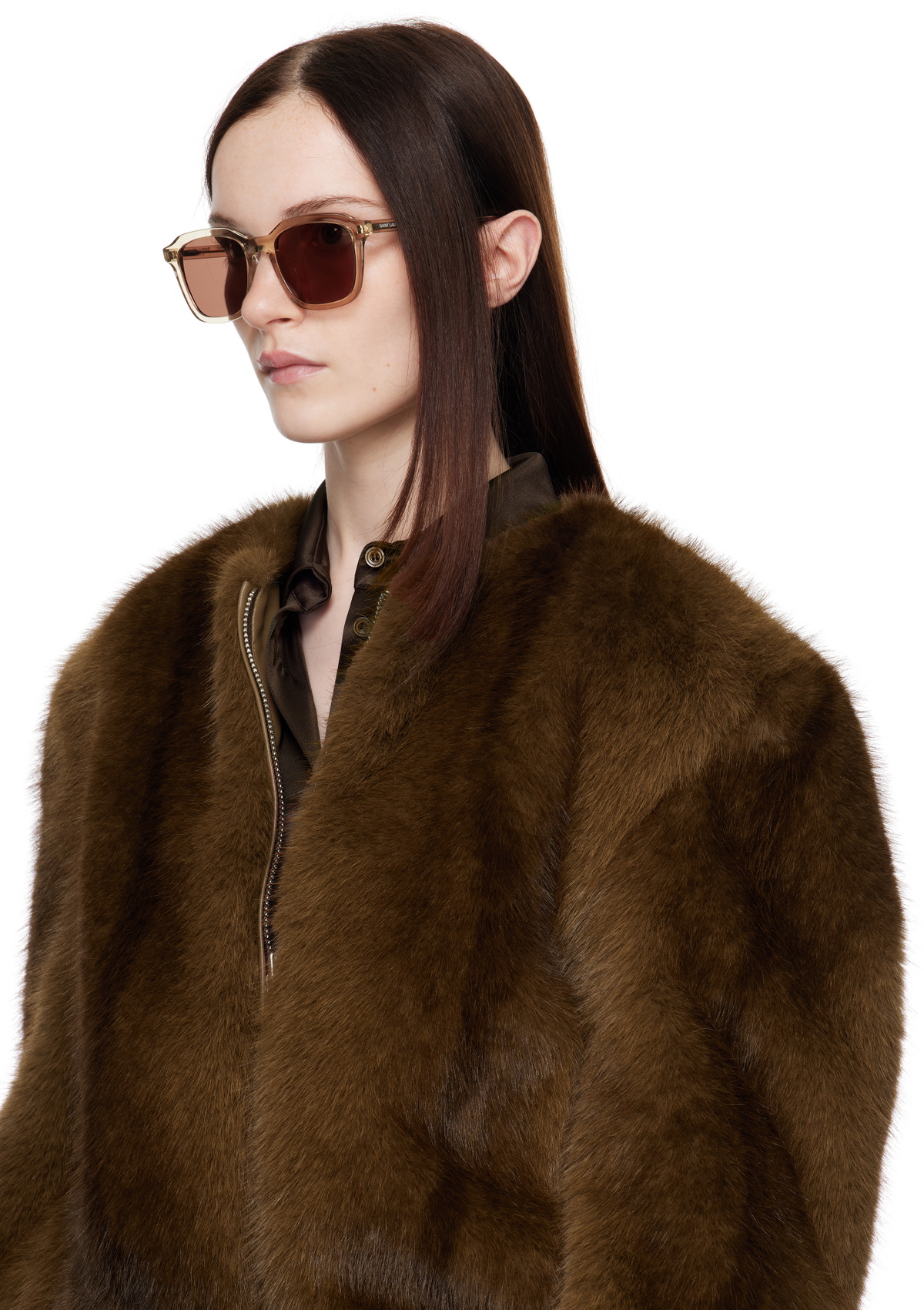 NEW Saint Laurent SL457 Beige Unisex Sunglasses Saint Laurent Transparent Acetate SL 457 Sunglasses Brown  main image 4