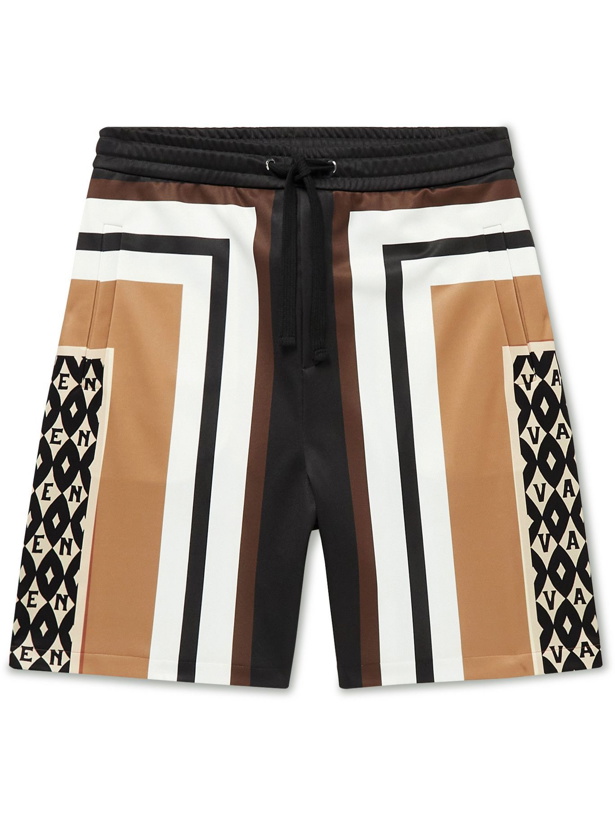 Photo: Valentino - Printed Jersey Drawstring Bermuda Shorts - Brown