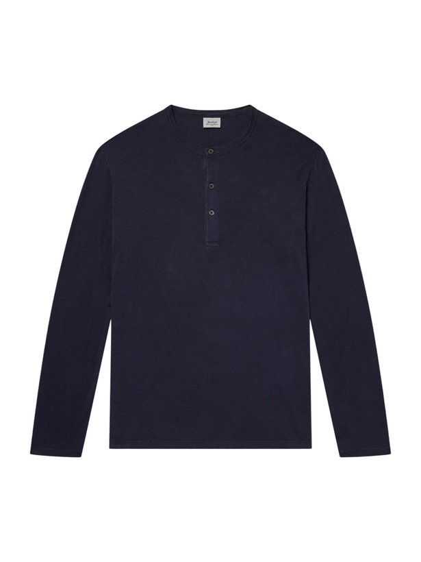Photo: Hartford - Garment-Dyed Lyocell and Cotton-Blend Jersey Henley Shirt - Blue