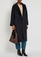 Weekend Max Mara Resina Belted Wool-blend Coat Navy