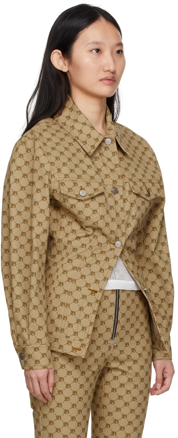 BONBOM Beige Monogram Print Jacket