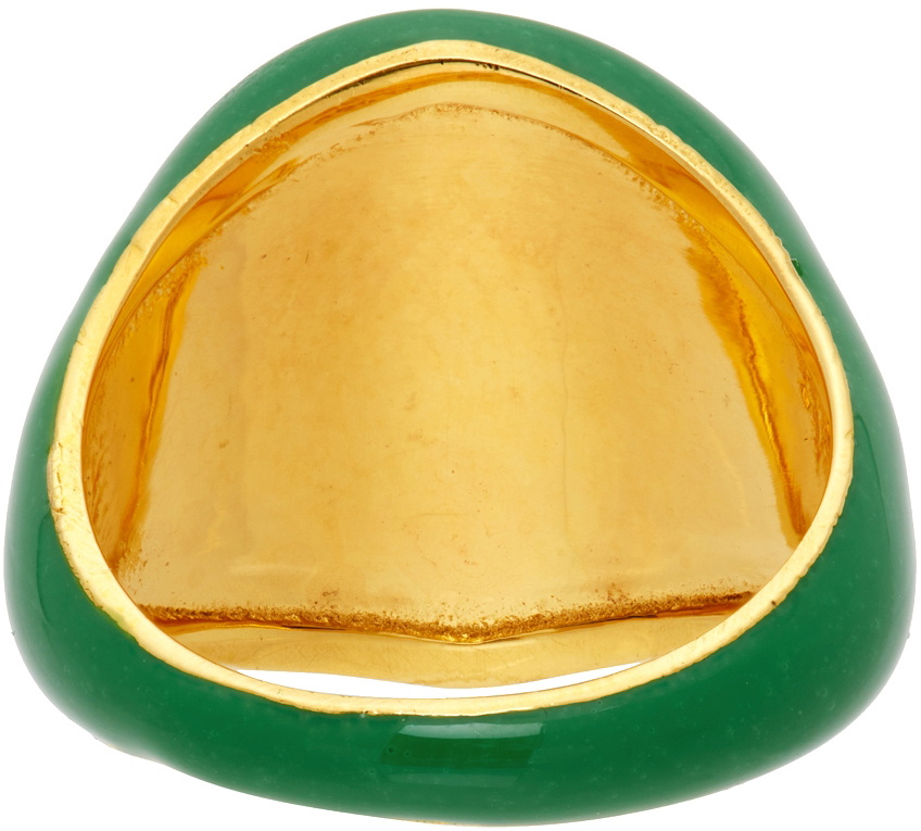 VEERT Green Enamel Round Signet Ring
