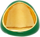 VEERT Green Enamel Round Signet Ring