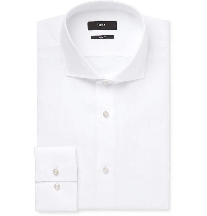 Photo: Hugo Boss - White Jason Slim-Fit Linen Shirt - White