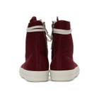 Rick Owens Drkshdw Burgundy Twill High-Top Sneakers