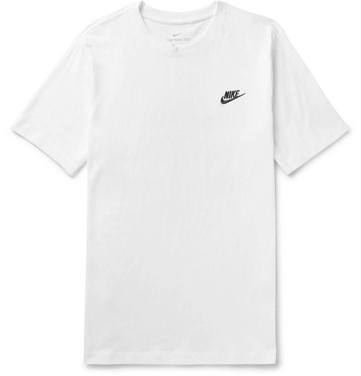 Photo: Nike - Logo-Embroidered Cotton-Jersey T-Shirt - White