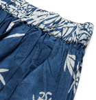 Story Mfg. - Bridge Wide-Leg Printed Indigo-Dyed Tencel Drawstring Shorts - Blue