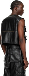 LU'U DAN Black V-Neck Faux-Leather Vest