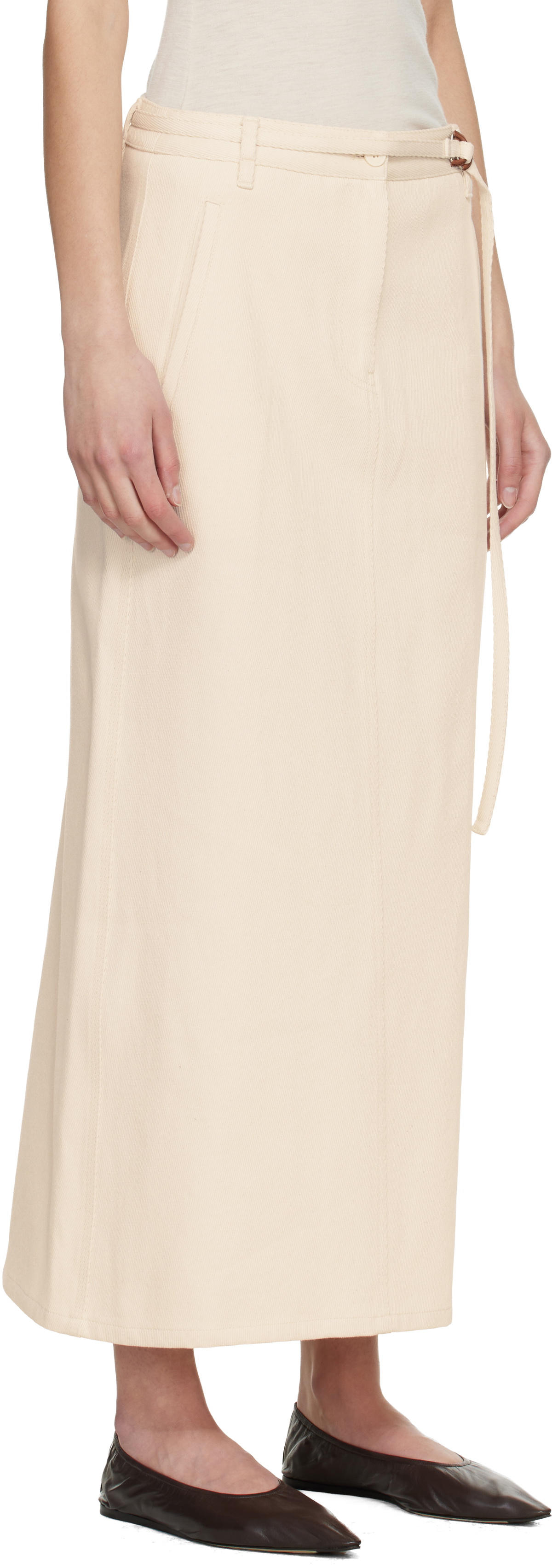 LE17SEPTEMBRE Off-White Tessa Belted Maxi Skirt