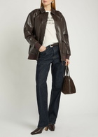 Anine Bing Kelanie Leather-blend Jacket Dark Brown
